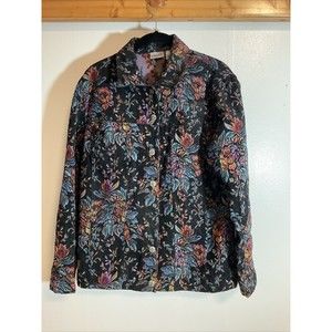 Chicos Women’s 1 Jacket Oriental Tapestry Floral Art to Wear Classic Fasion